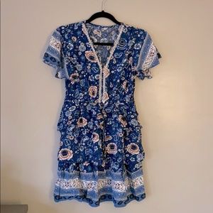 Blue summer floral dress